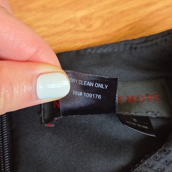 Nina Mclemore Dress 8 Swiss Cotton Blend Pique Black Dress Black $695 - Picture 9 of 9